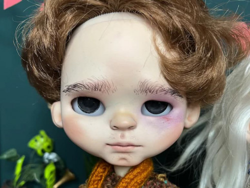 Blythe boy custom Valentine’s Day gift brunette hair by BlythedollAlina