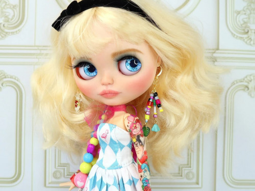 Alice in Wonderland Tattooed custom Blythe doll by ValentinaFreedom