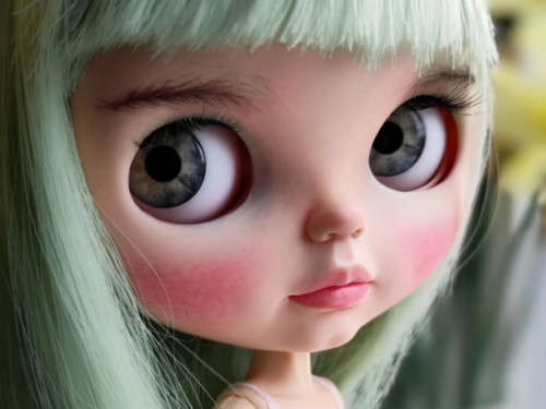 Custom Blythe doll April for adoption by LesYaBlythe
