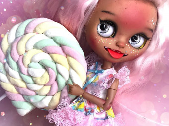 OOAK Custom Blythe Doll Candy Bunny by CandyJamBlytheDolls